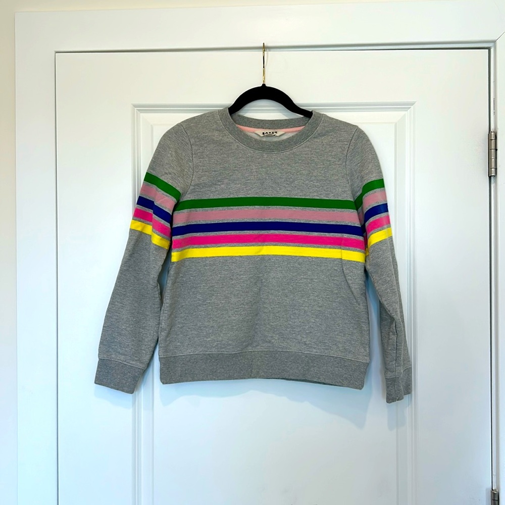 Boden Hannah Printed Sweatshirt, Grey, Multi-Stripe, Women’s Extra-Small XS